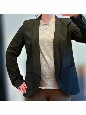 Trouve Open Front Stretchy Gray Blazer Jacket, Size Medium